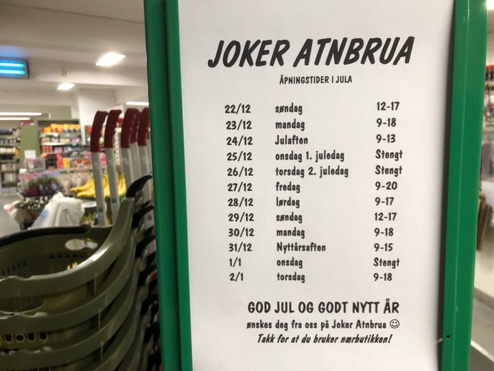 Åpningstider på Joker